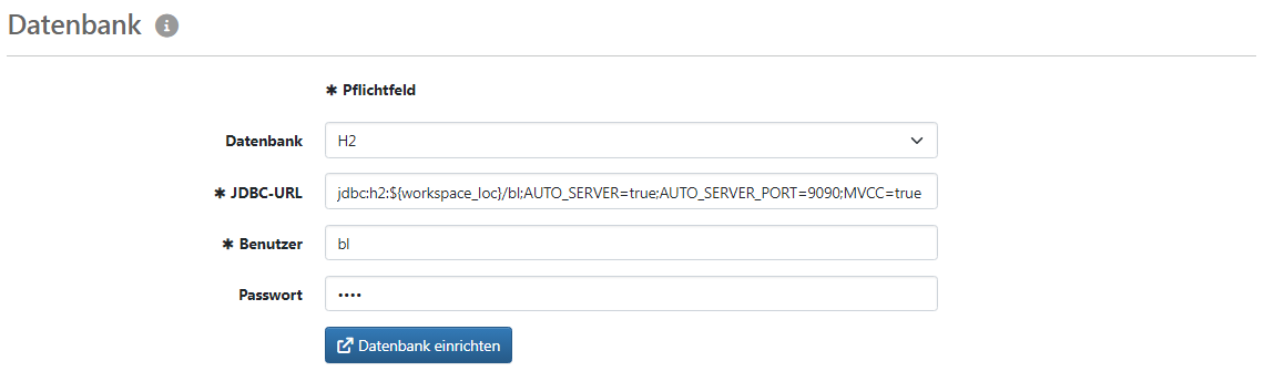 Konfiguration der Datenbank
