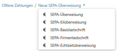 Navigationspfad bei Zahlungen