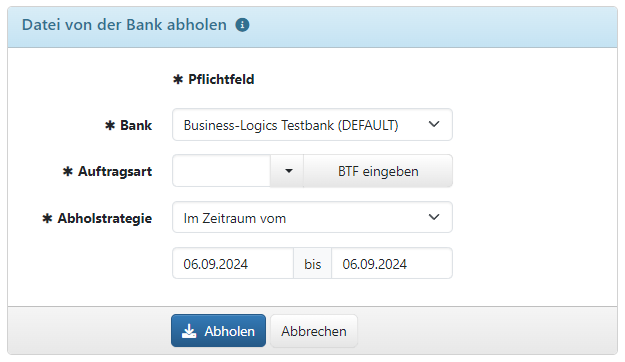 Formular zum Abholen einer Datei