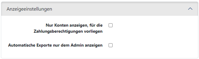Systemeinstellungen für die Anzeige der Kontoinformationen
