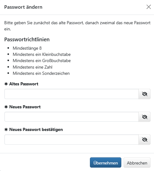 Dialogfenster *Passwort ändern*
