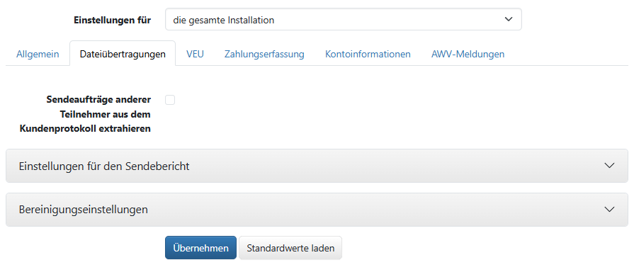 Systemeinstellungen für Dateiübertragungen