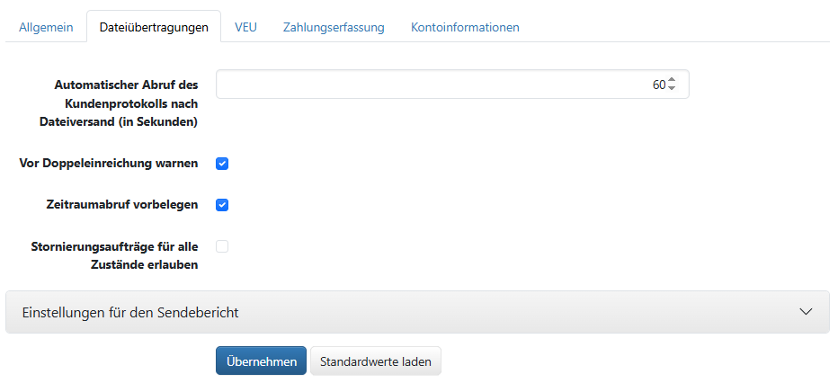 Benutzervorgaben für Dateiübertragungen