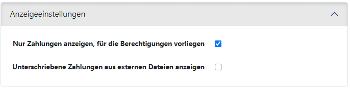 Systemeinstellungen für die Anzeige von SEPA-Zahlungen