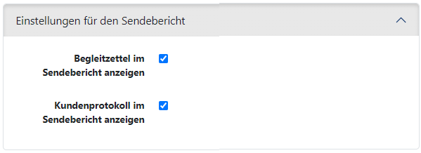 Benutzervorgaben für den Sendebericht