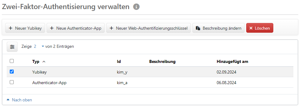 Verwalten der Zwei-Faktor-Authentisierung