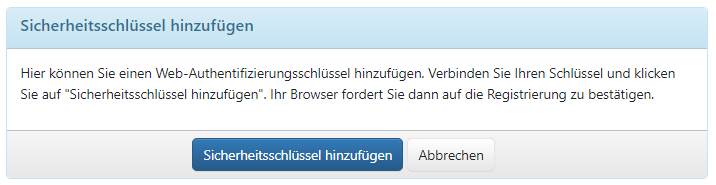 Hinzufügen eines Web-Authentifizierungsschlüssels