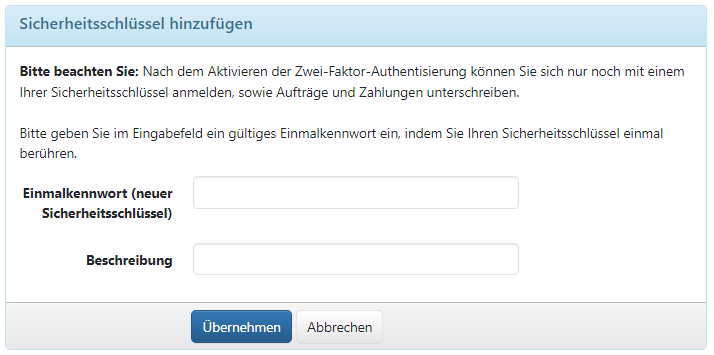 Hinzufügen eines Yubikey-Sicherheitsschlüssels