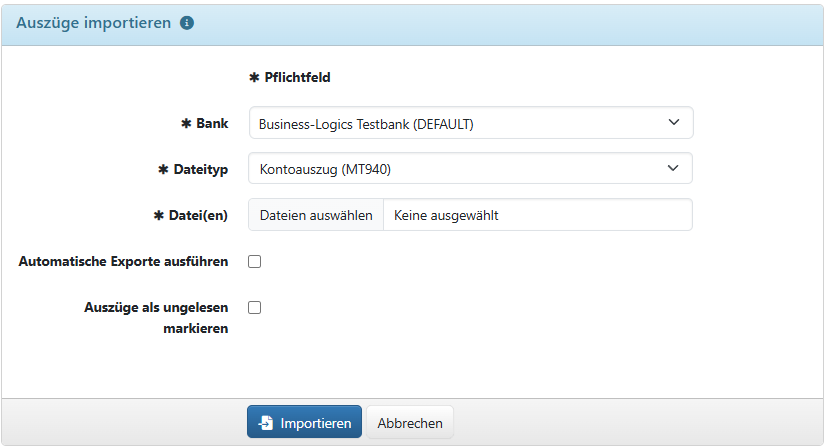 Importieren von Auszügen