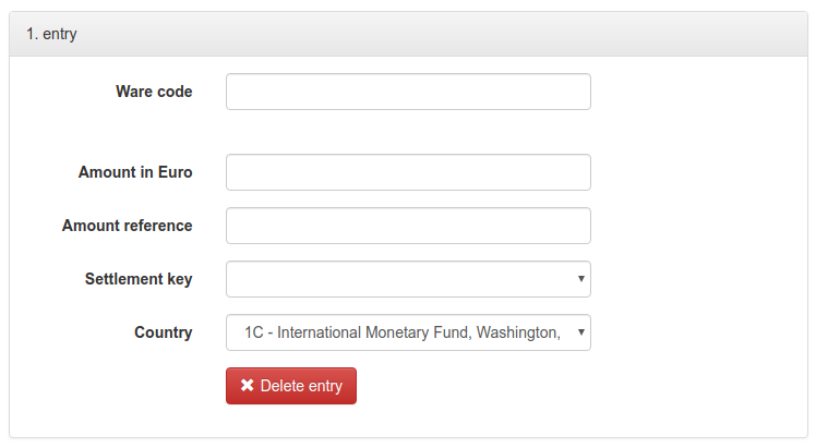 Form for recording a transit data entry
