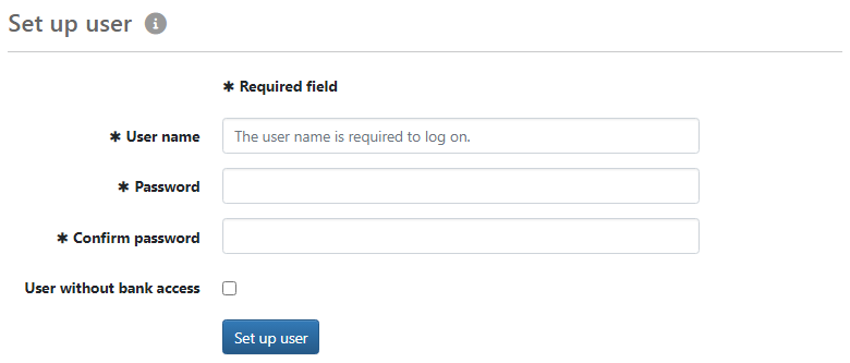 Entry of the user