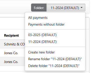 Example of a folder selection