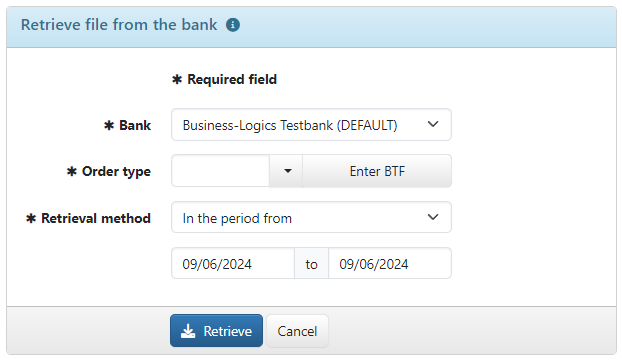 Form for retrieving a file