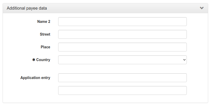 Form for entering additional payee data