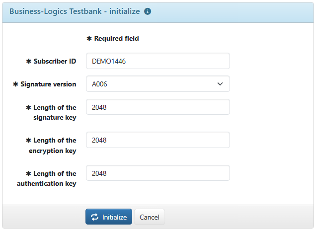 Entering bank parameters