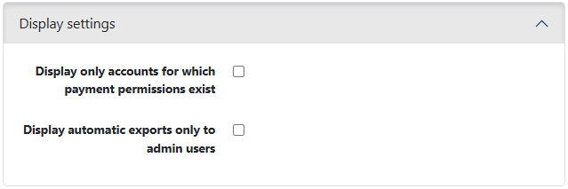 System settings for the display of account information