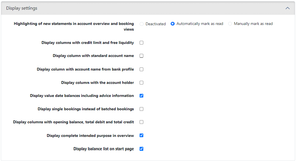 User preferences for account information