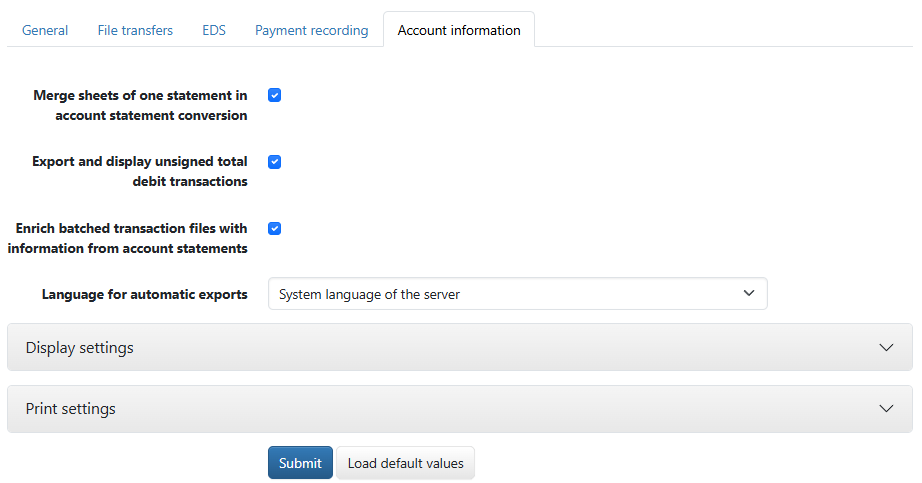 User preferences for account information