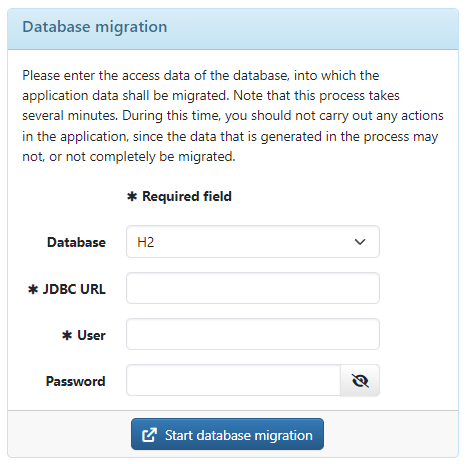 Settings for the database migration