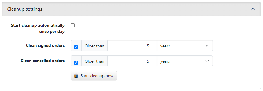 Cleanup settings for the EDS history