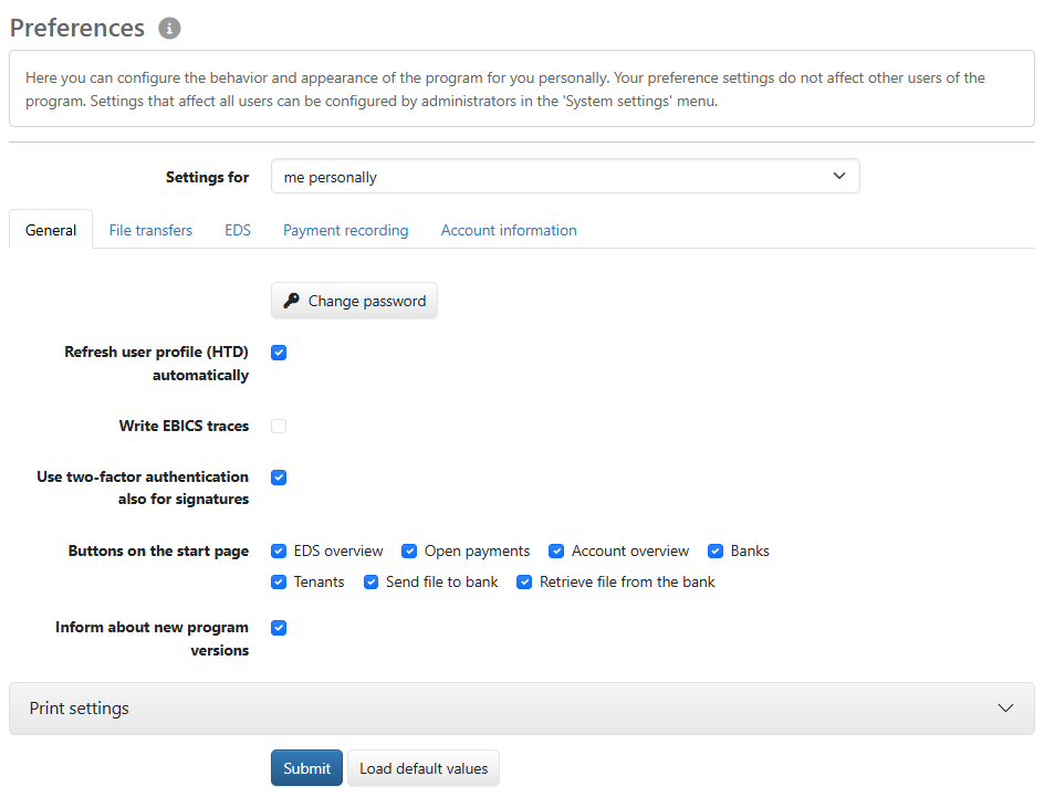 General user preferences