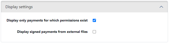 System settings for display in the payment recording