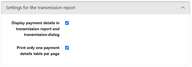 System settings for the transmission report
