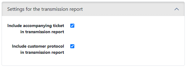 Settings for the transmission report