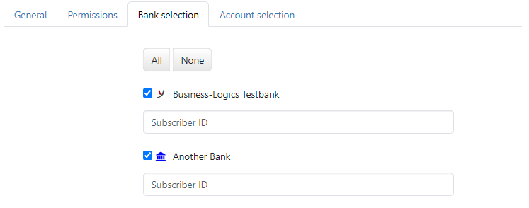 Setting the permission for banks