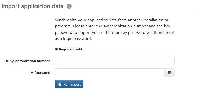 Form for importing a user