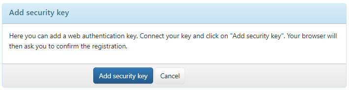 Adding a web authentication security key