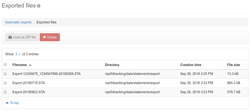 Overview of the exported files