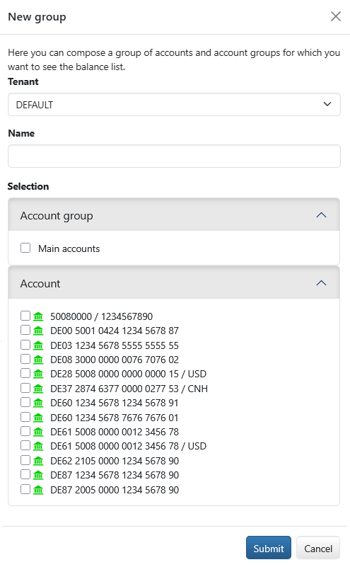 Creating a balance list group