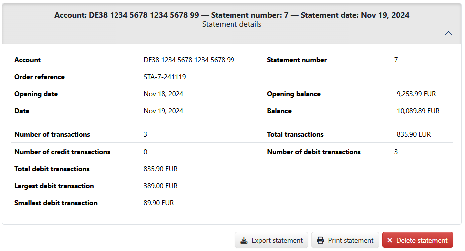 Area for account details